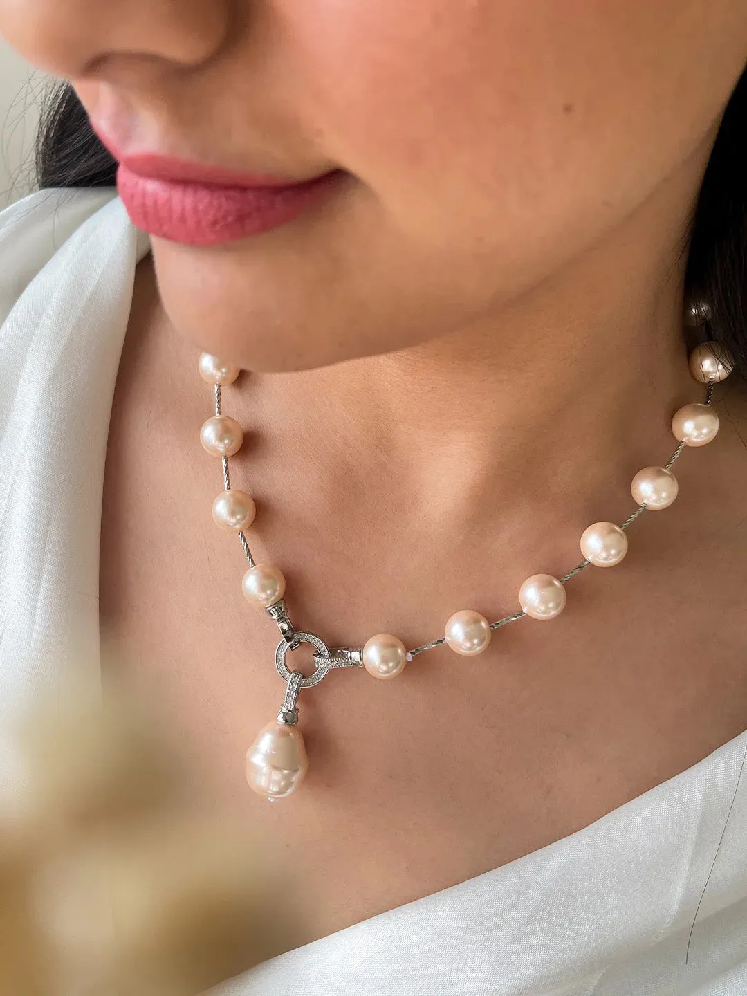 Pearl Long Pendant Necklace