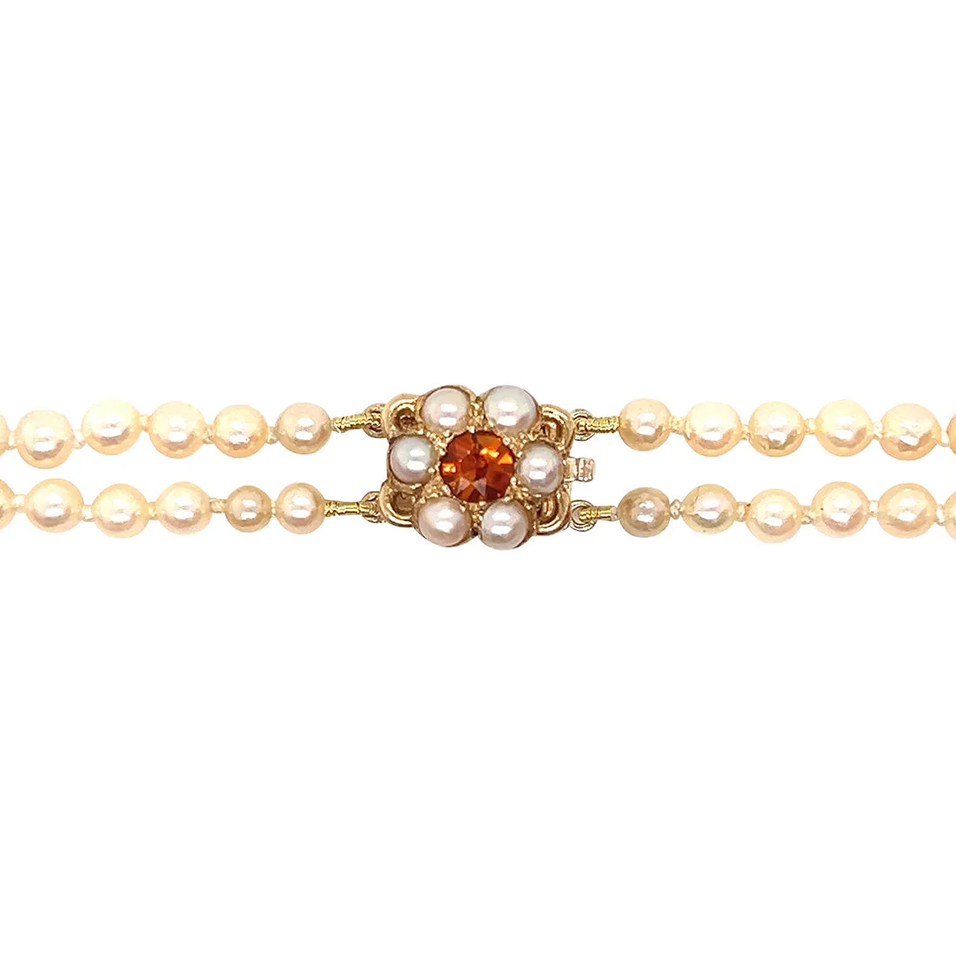 Pearl Necklace with Pearl & Citrine Clasp