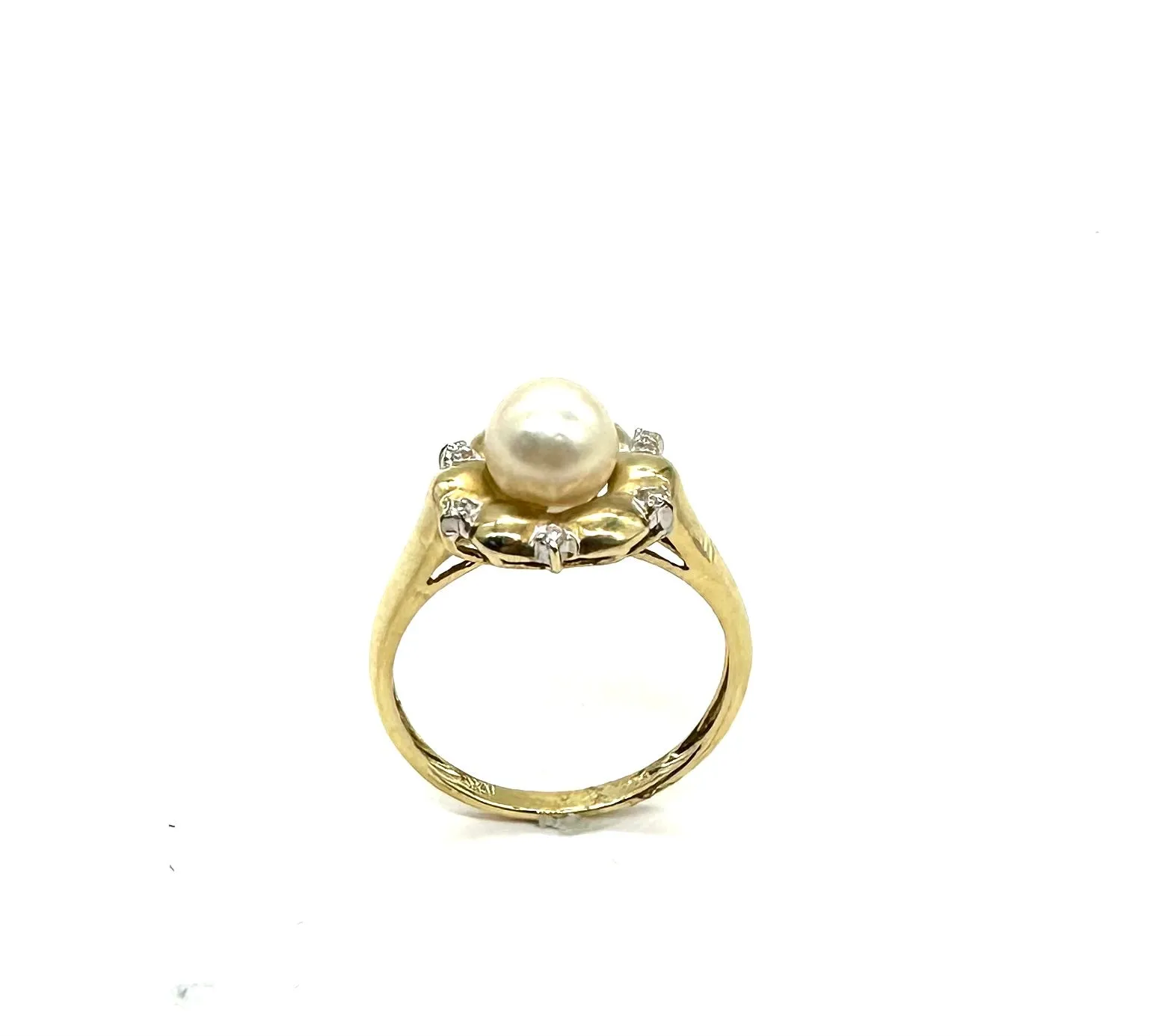 Pearl Ring W/ Diamond Accented Halo