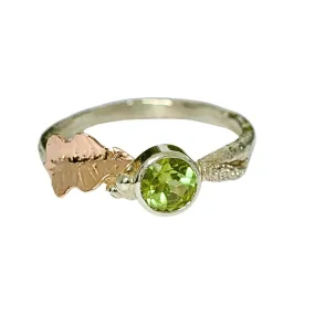 Peridot Gold Oak Leaf Ring