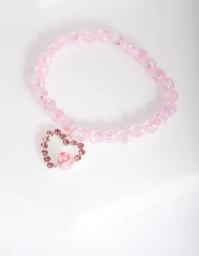 Pink Heart Beaded Bracelet