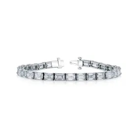 Platinum 7" East West Emerald-Cut Diamond Tennis Bracelet, 20.25ct G-H, VS