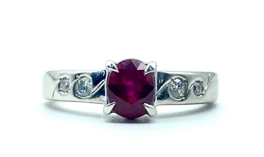 Platinum Ruby and Diamond Ring