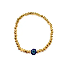 Polly Evil Eye Gold Beaded Stretch Bracelet