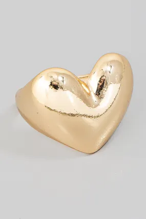 Puffy & Bold Heart Ring in Gold