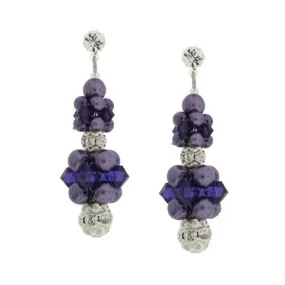 Purple Cluster Drop Earrings