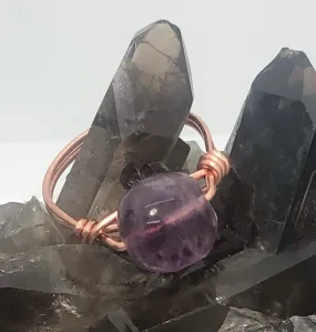 Purple Fluorite Copper Bead Ring