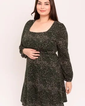 Quinn Dot Print Dress | Forest Green / Mauve