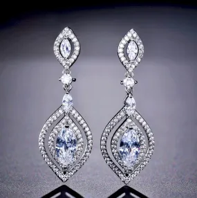 "Mae" - Silver Cubic Zirconia Bridal Earrings