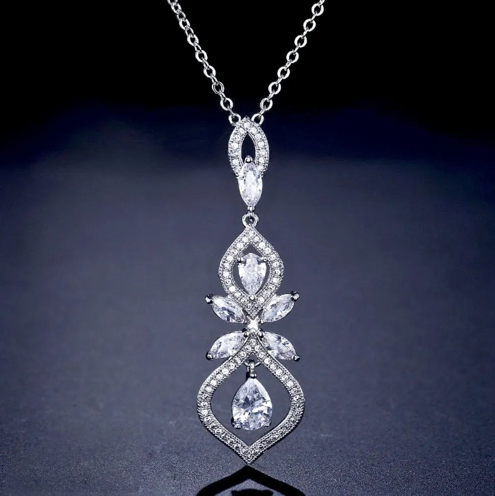 "Maxine" - Silver Cubic Zirconia Bridal Jewelry Set