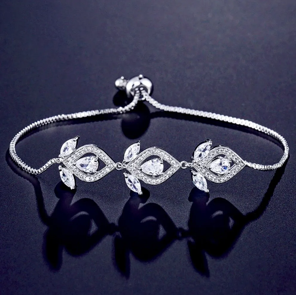 "Maxine" - Silver Cubic Zirconia Bridal Jewelry Set