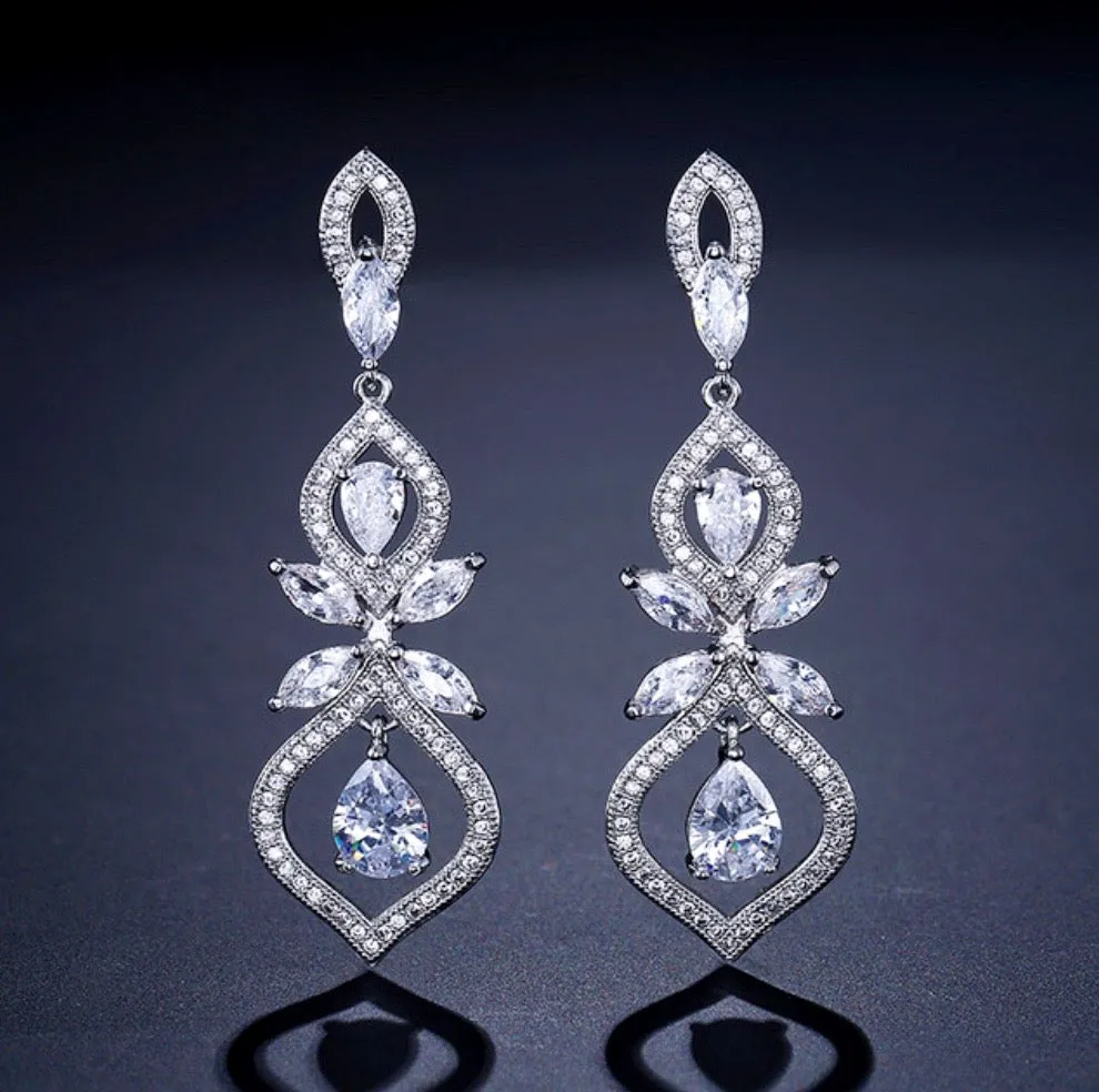 "Maxine" - Silver Cubic Zirconia Bridal Jewelry Set