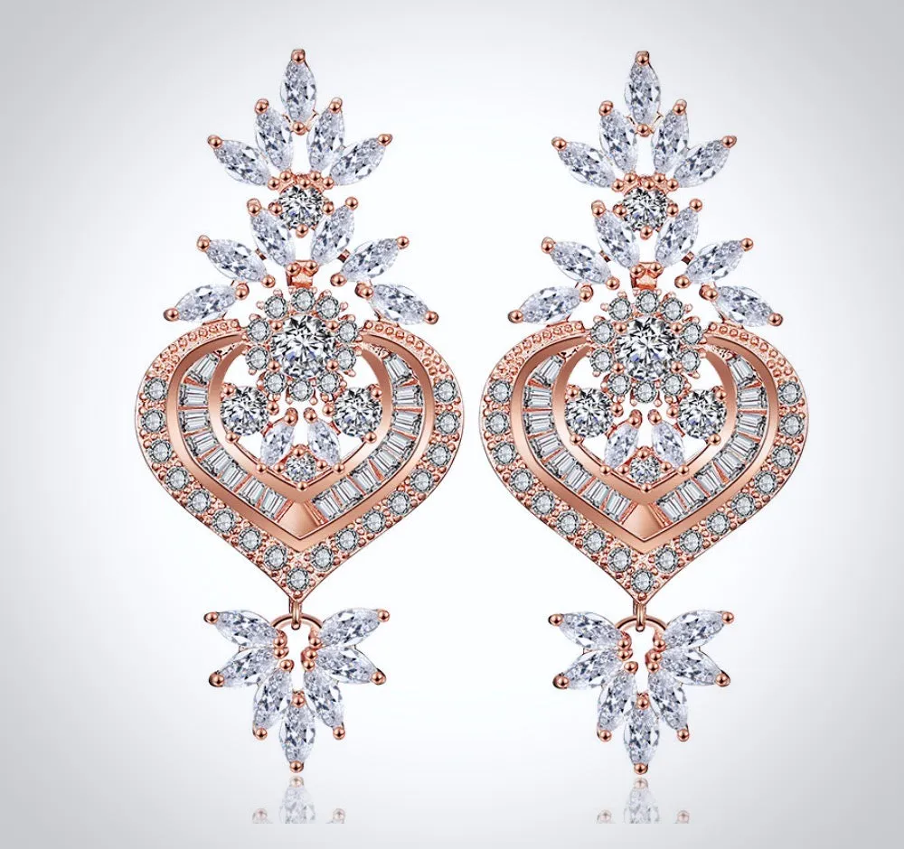 "Narissa" - Art Deco CZ Bridal Earrings - Available in Silver, Rose Gold and Yellow Gold