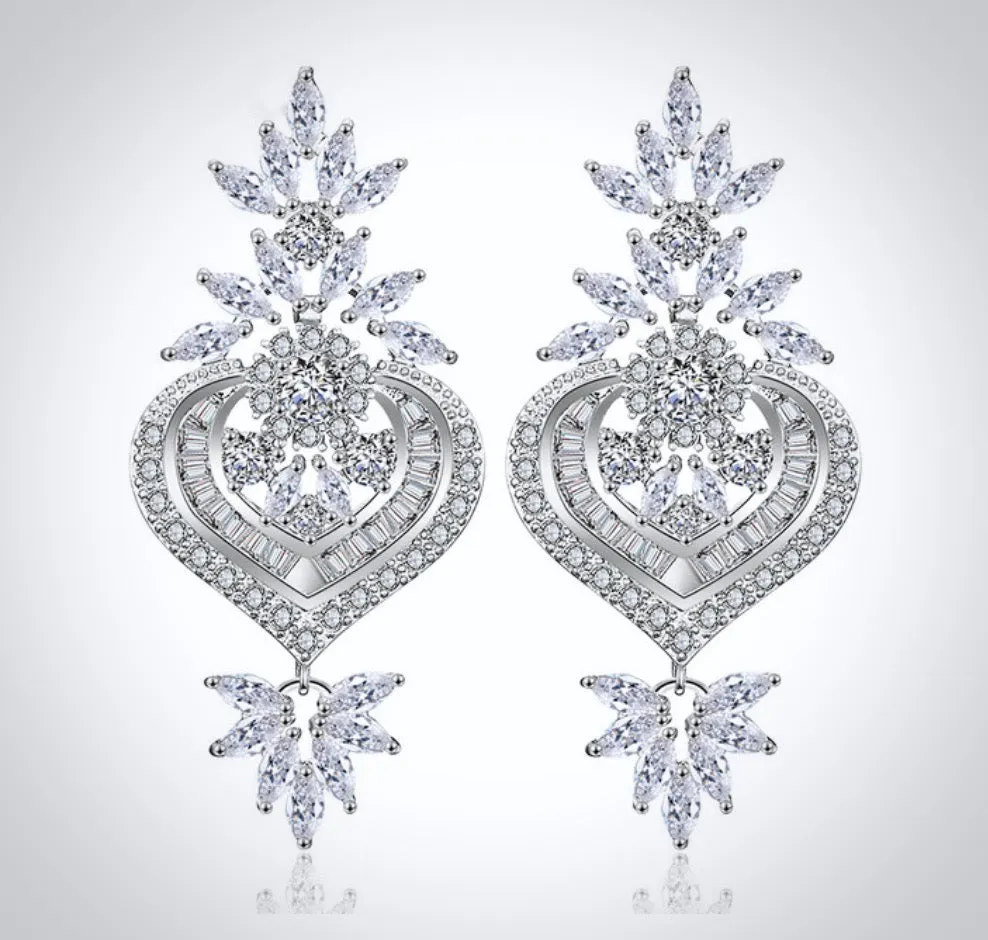 "Narissa" - Art Deco CZ Bridal Earrings - Available in Silver, Rose Gold and Yellow Gold