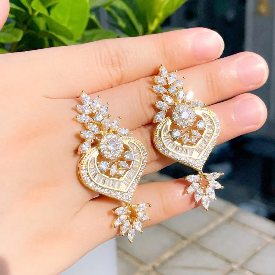 "Narissa" - Art Deco CZ Bridal Earrings - Available in Silver, Rose Gold and Yellow Gold