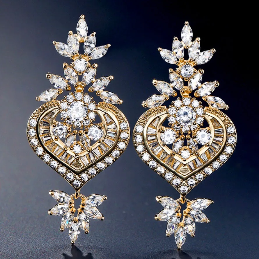 "Narissa" - Art Deco CZ Bridal Earrings - Available in Silver, Rose Gold and Yellow Gold