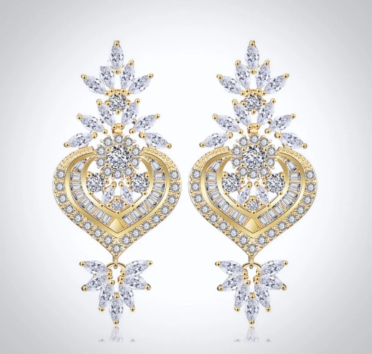 "Narissa" - Art Deco CZ Bridal Earrings - Available in Silver, Rose Gold and Yellow Gold