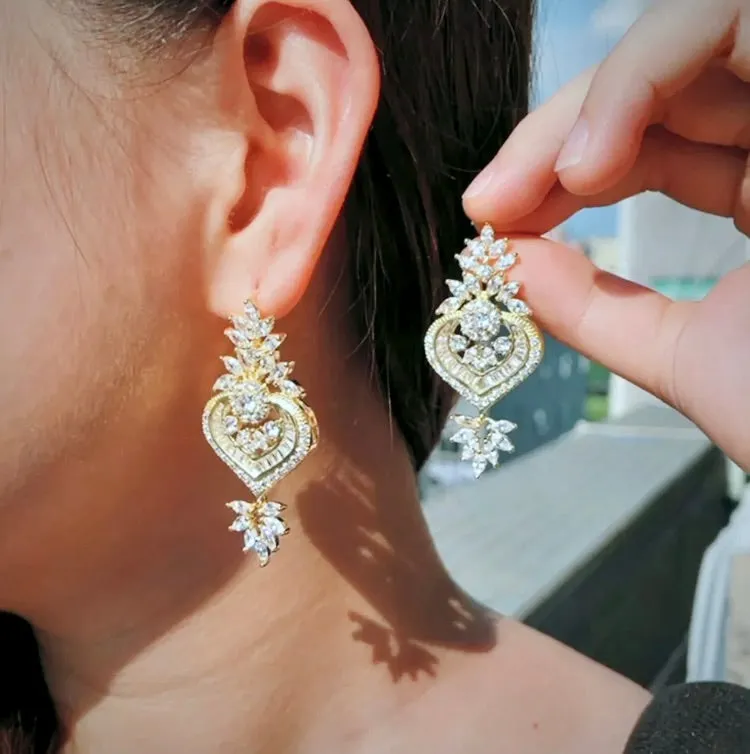 "Narissa" - Art Deco CZ Bridal Earrings - Available in Silver, Rose Gold and Yellow Gold