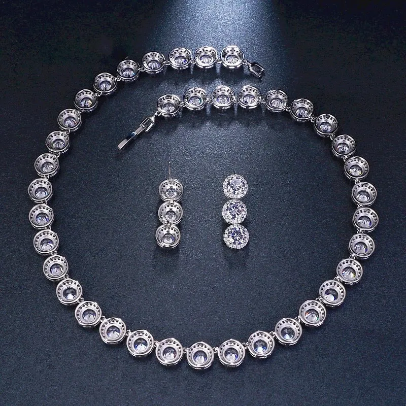 "Whitney" - Silver Cubic Zirconia Bridal Jewelry Set