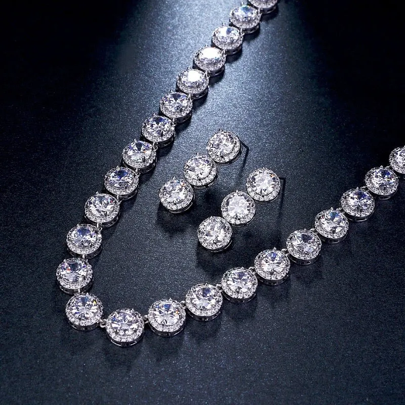 "Whitney" - Silver Cubic Zirconia Bridal Jewelry Set