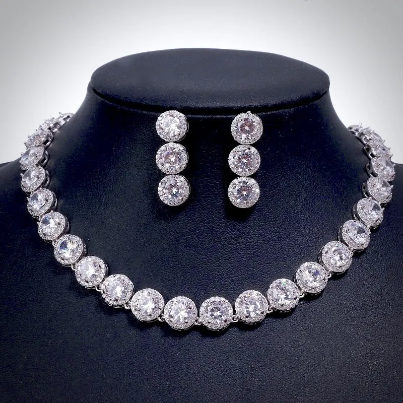 "Whitney" - Silver Cubic Zirconia Bridal Jewelry Set