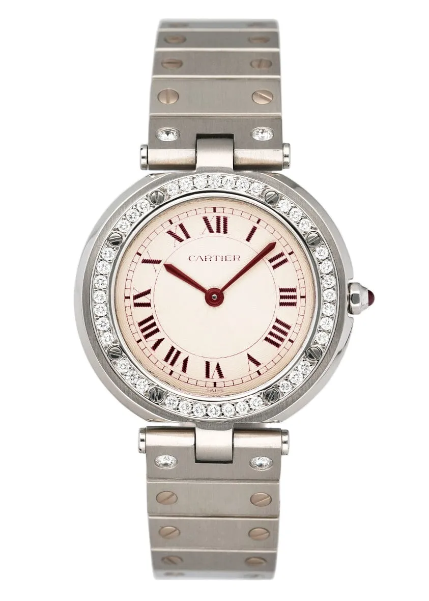 Rare Cartier Santos Vendôme OG Red Dial Platinum Ladies Watch