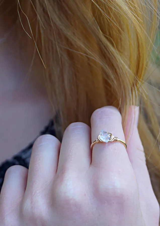 Raw Quartz Diamond Ring