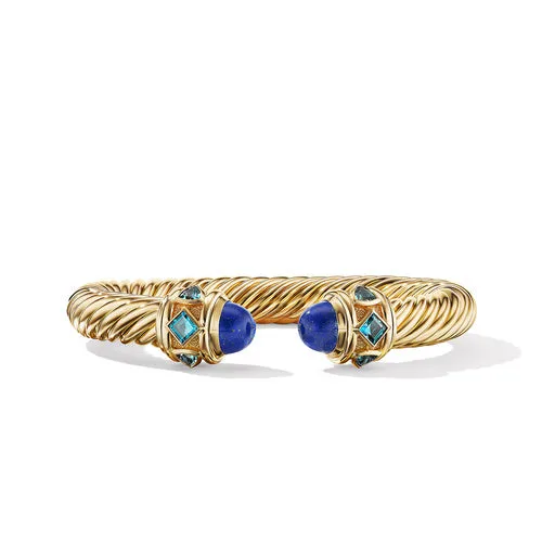 Renaissance Bracelet in 18K Yellow Gold with Lapis and Hampton Blue Topaz, Size Medium