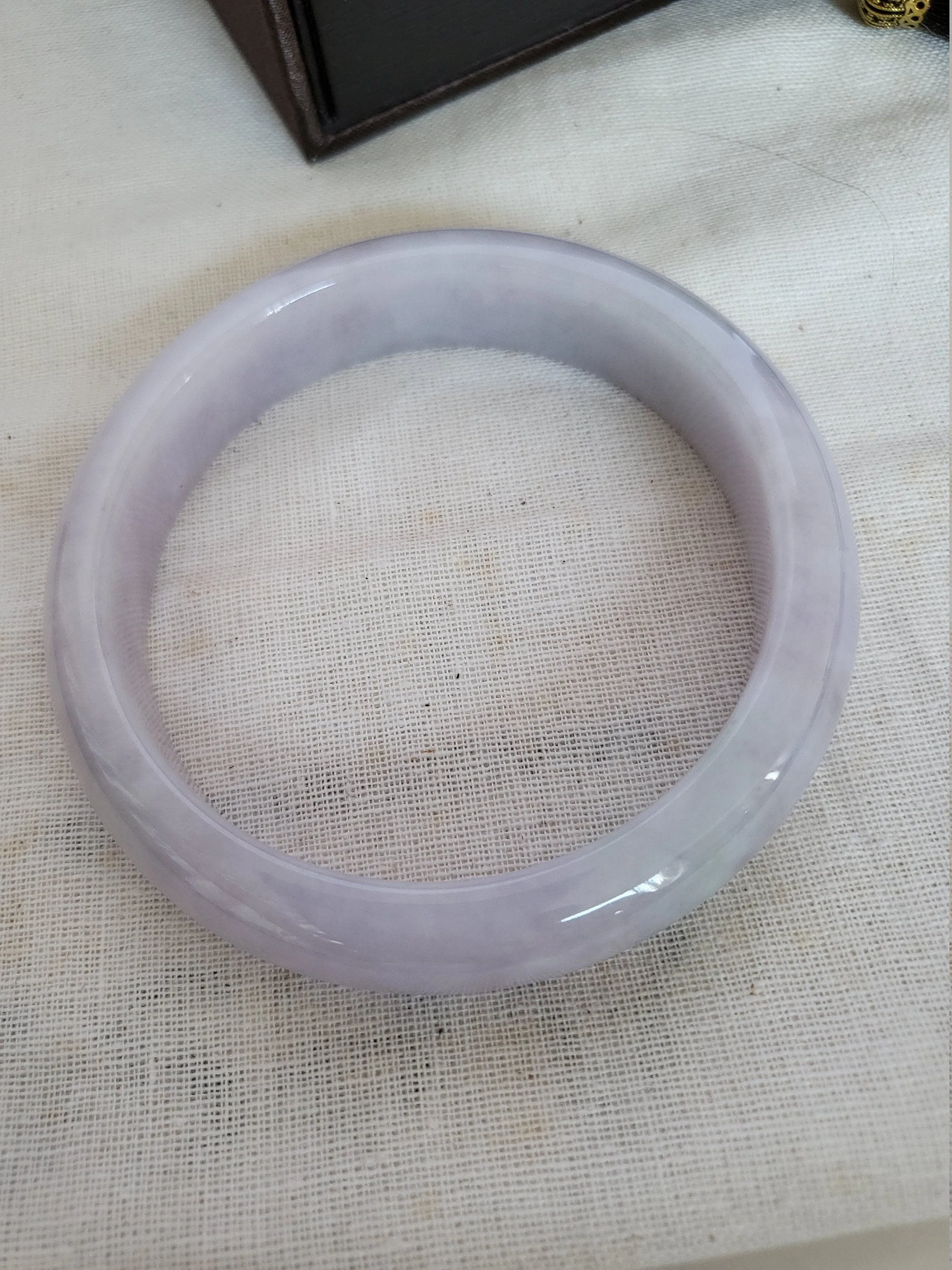 RESERVED RARE Grade A Translucent Light Purple Lavender Natural Jade Wide Bangl]e