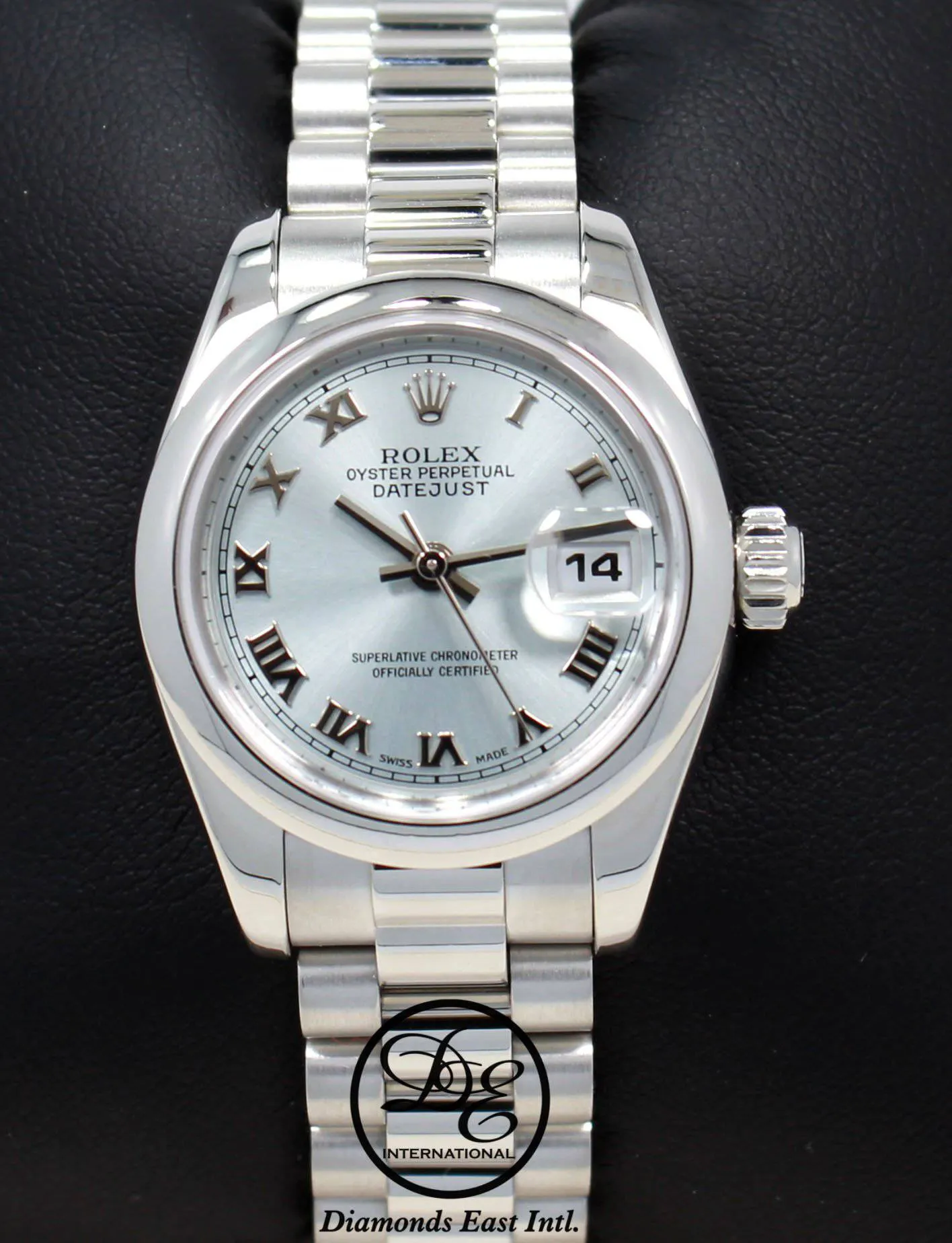 Rolex Datejust President Platinum 179166 Glacier Blue Dial Watch BOX/PAPERS