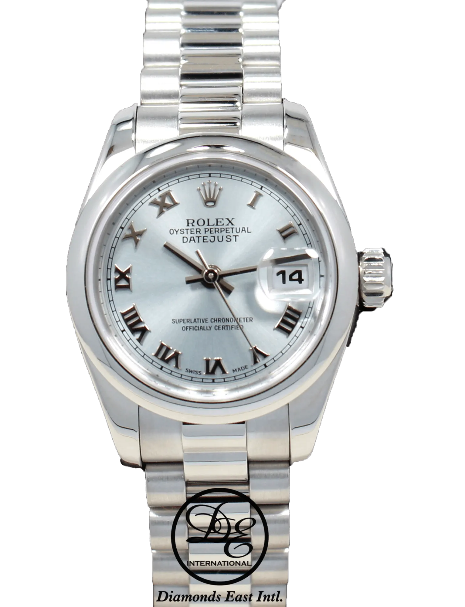 Rolex Datejust President Platinum 179166 Glacier Blue Dial Watch BOX/PAPERS