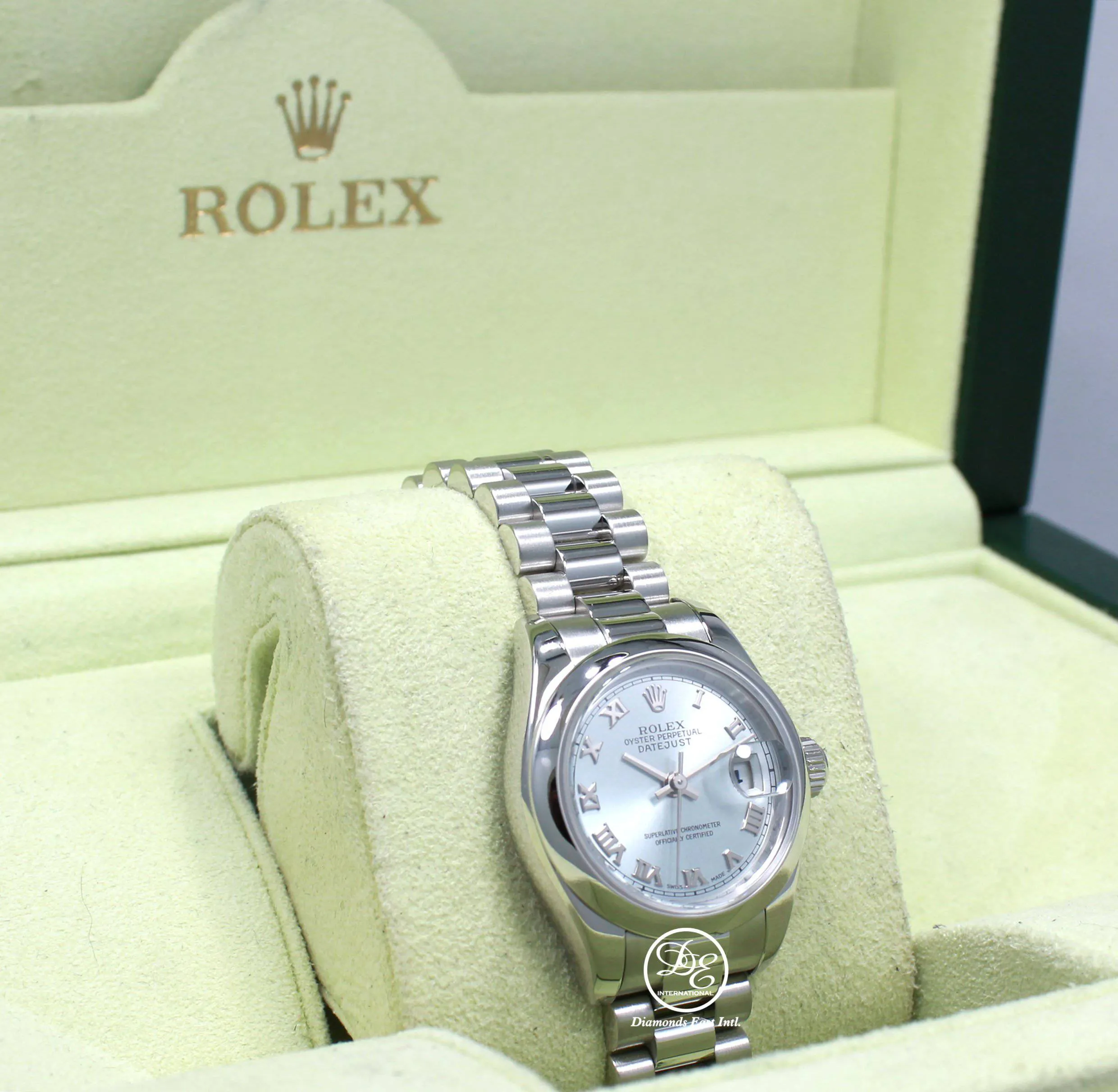 Rolex Datejust President Platinum 179166 Glacier Blue Dial Watch BOX/PAPERS