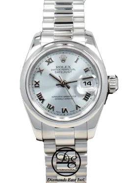 Rolex Datejust President Platinum 179166 Glacier Blue Dial Watch BOX/PAPERS