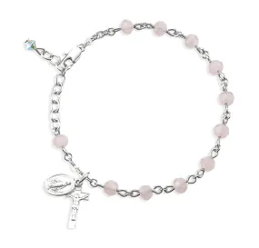 Rose Opal Round Faceted Crystal Rosary Bracelet - BR5050RO