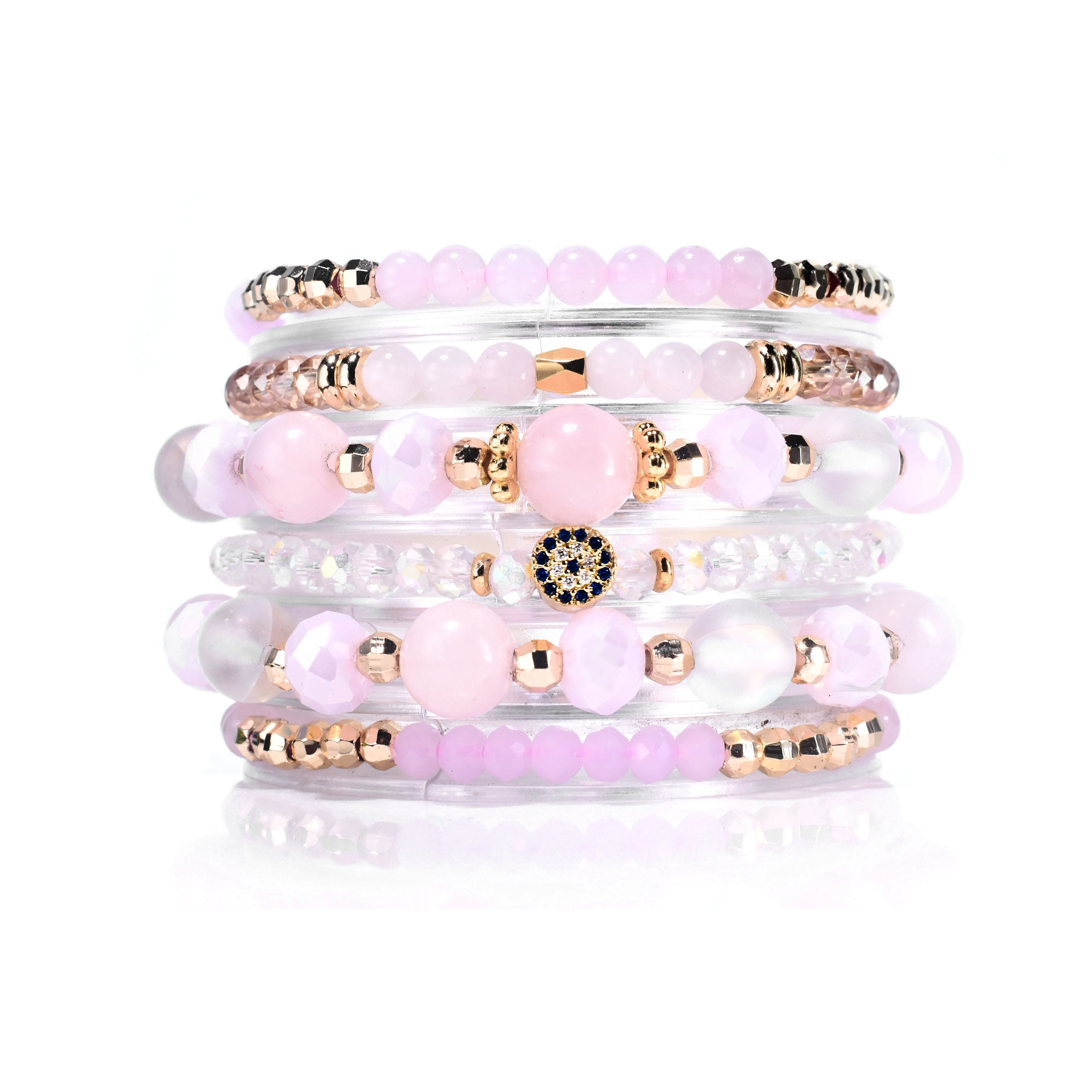 Rose Quartz, Evil Eye Build-Your-Own Bracelet Set