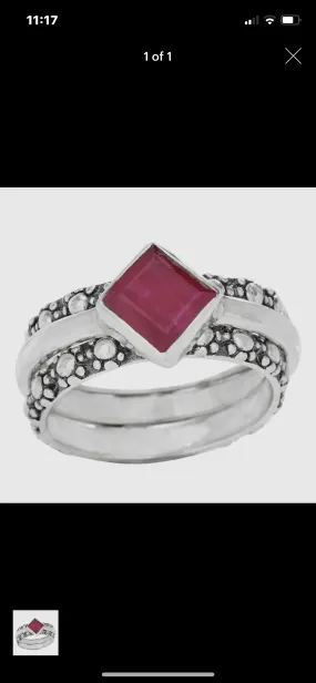 Ruby Stacked Collection Ring in Silver