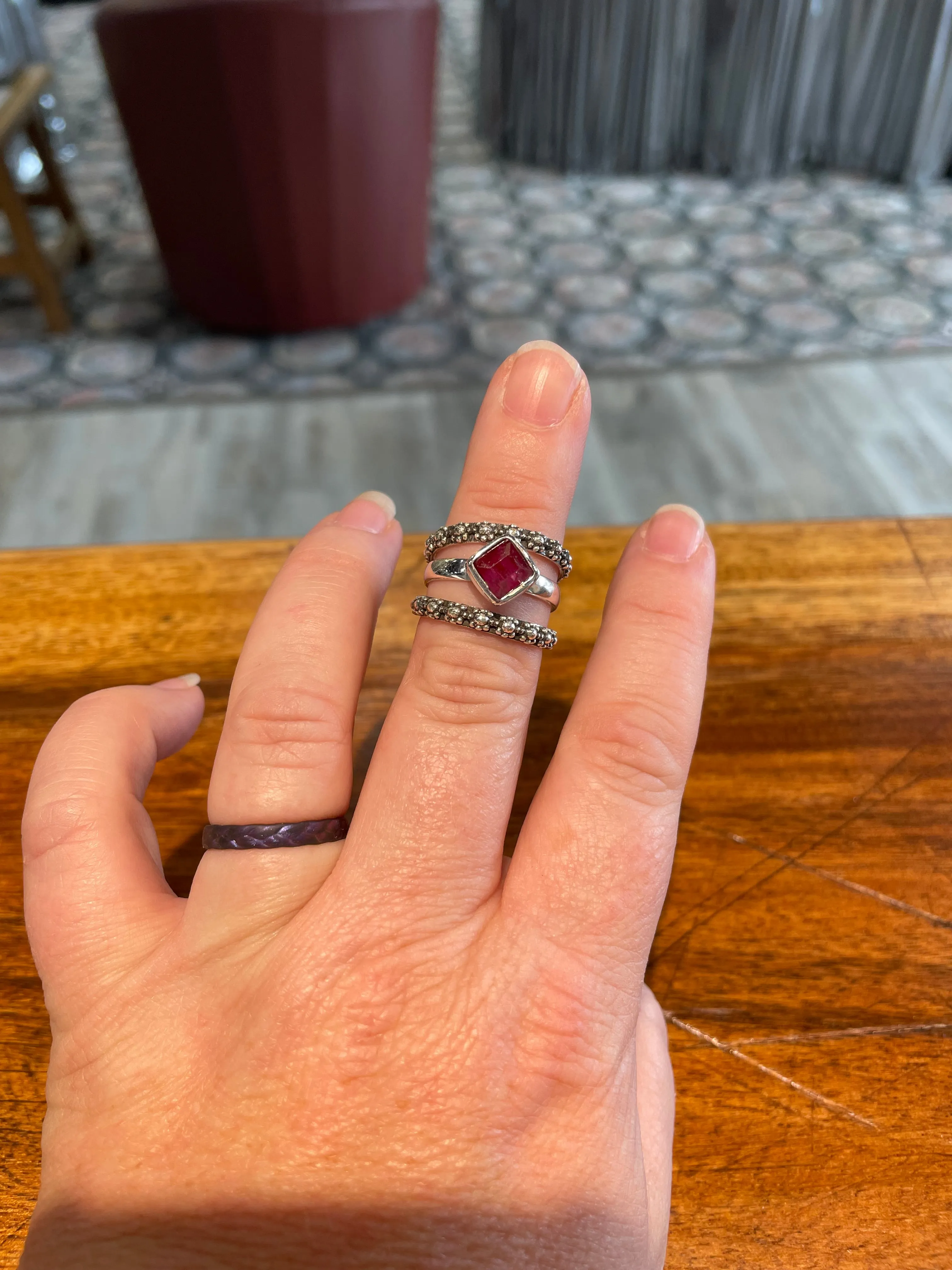 Ruby Stacked Collection Ring in Silver