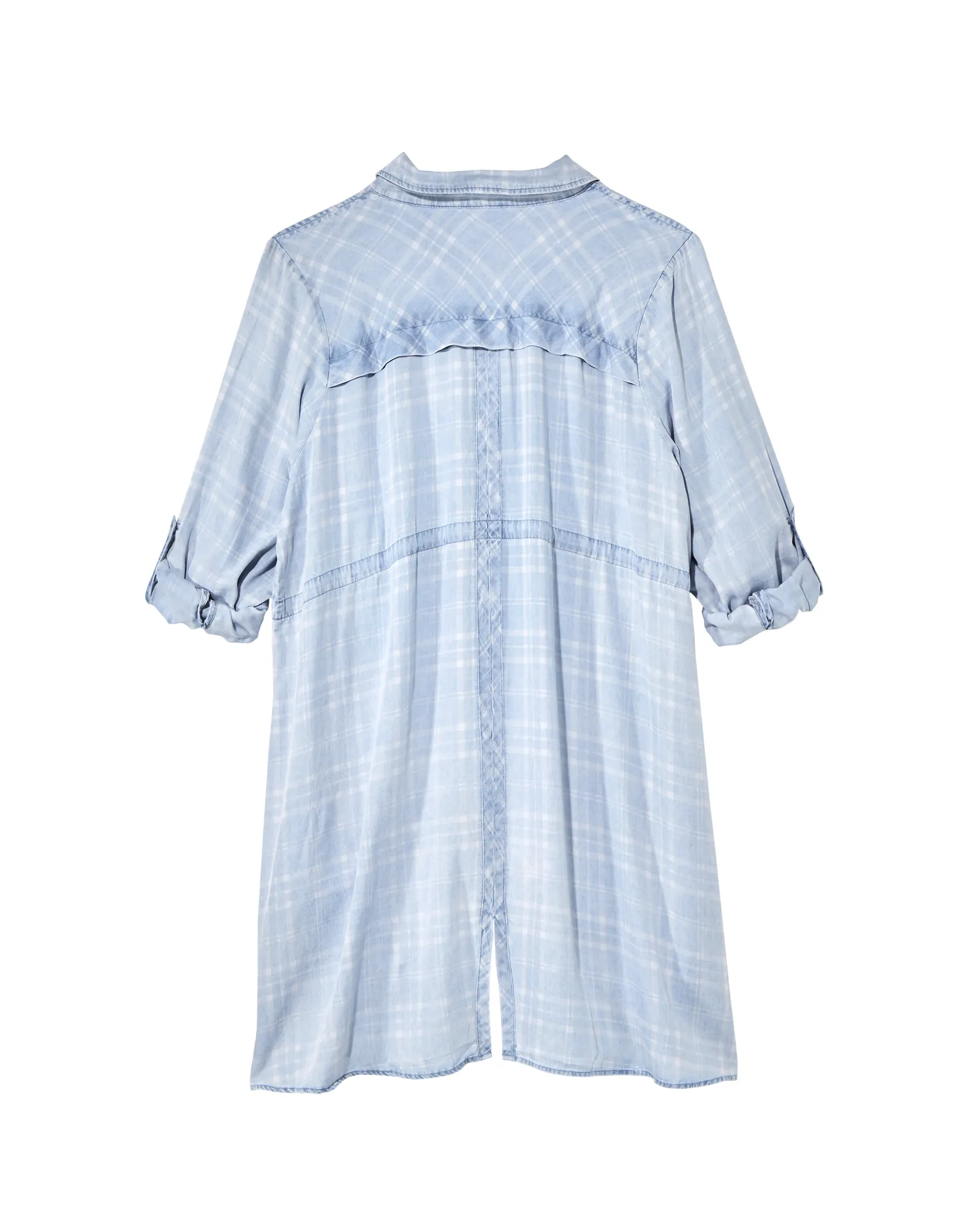 San Diego 3/4 Sleeve Drawstring Dress | Light Blue / White