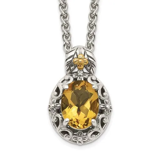 Shey Couture Sterling Silver with 14K accent Antiqued Citrine Necklace