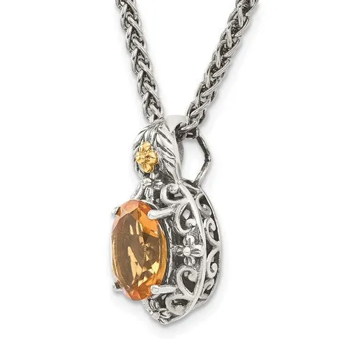 Shey Couture Sterling Silver with 14K accent Antiqued Citrine Necklace