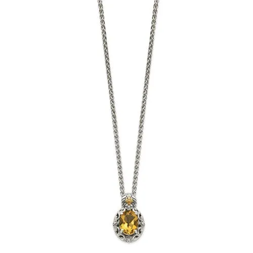 Shey Couture Sterling Silver with 14K accent Antiqued Citrine Necklace