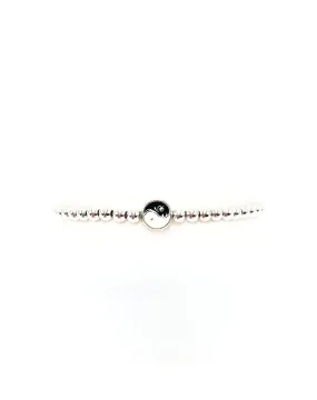 Silver Beaded Stretch with Yin and Yang