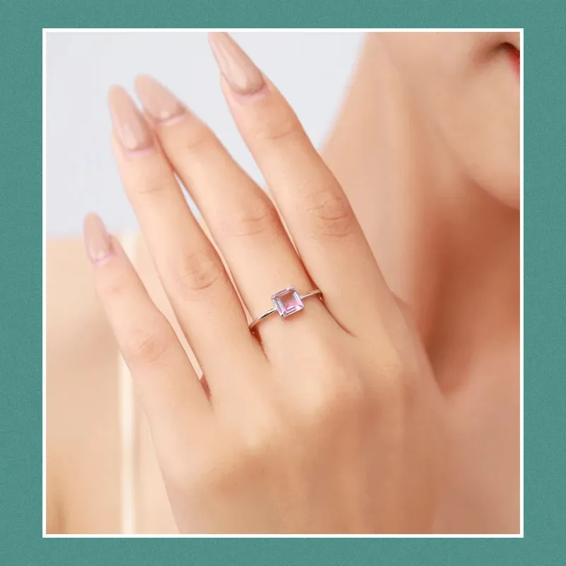 Silver Emerald Cut Ring