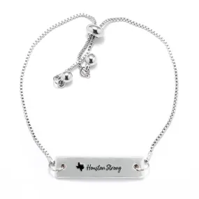 Silver Houston Strong Adjustable Bar Bracelet