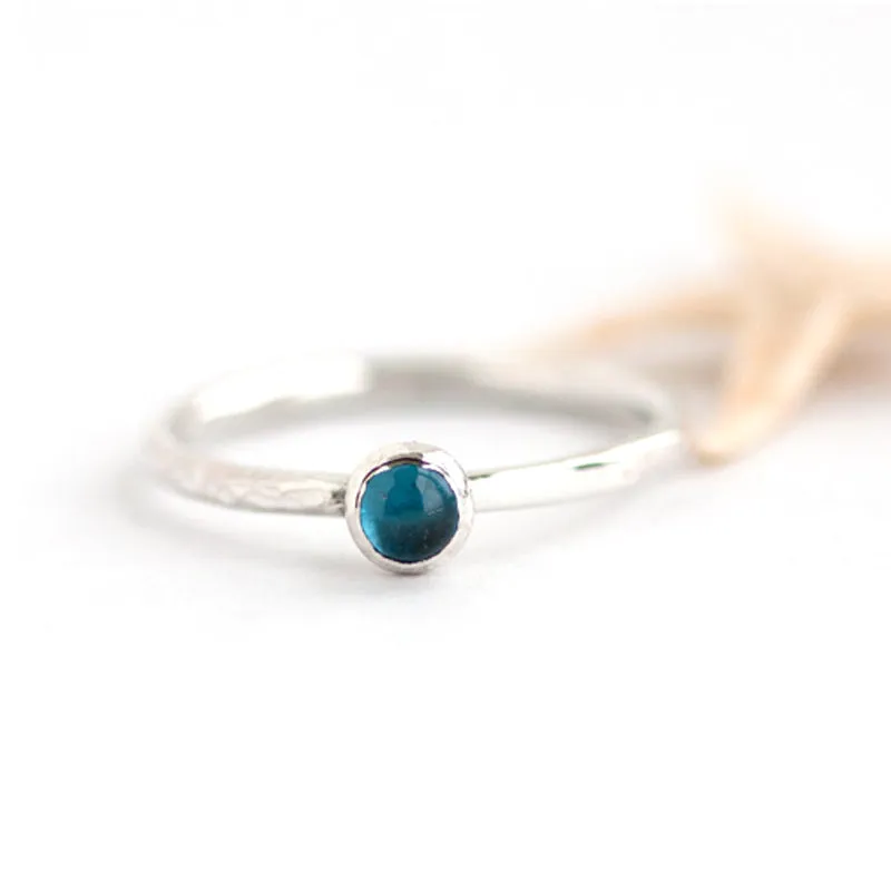 Silver London Blue Topaz Stackable Ring