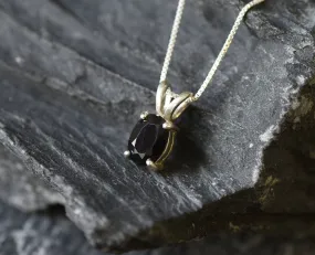 Silver Onyx Pendant - Natural Onyx Necklace - Black Diamond Necklace