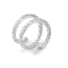 Silver Spiral Ring , Adjustable Layered Ring , Wire Crochet Stacking Ring , Every Day Jewelry