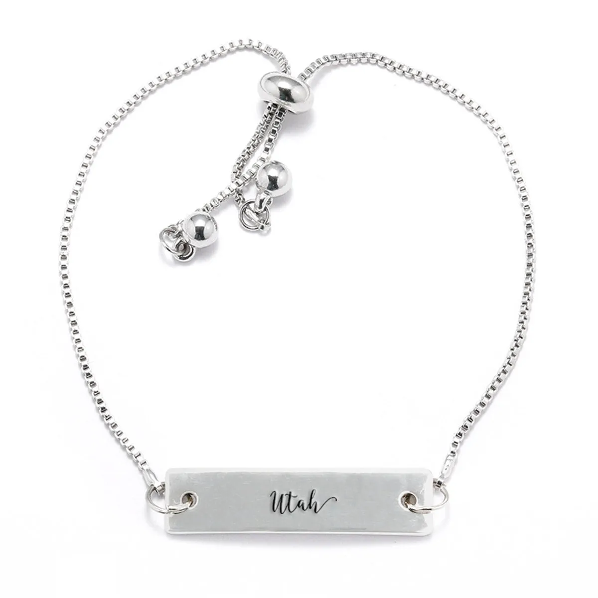 Silver Utah Adjustable Bar Bracelet