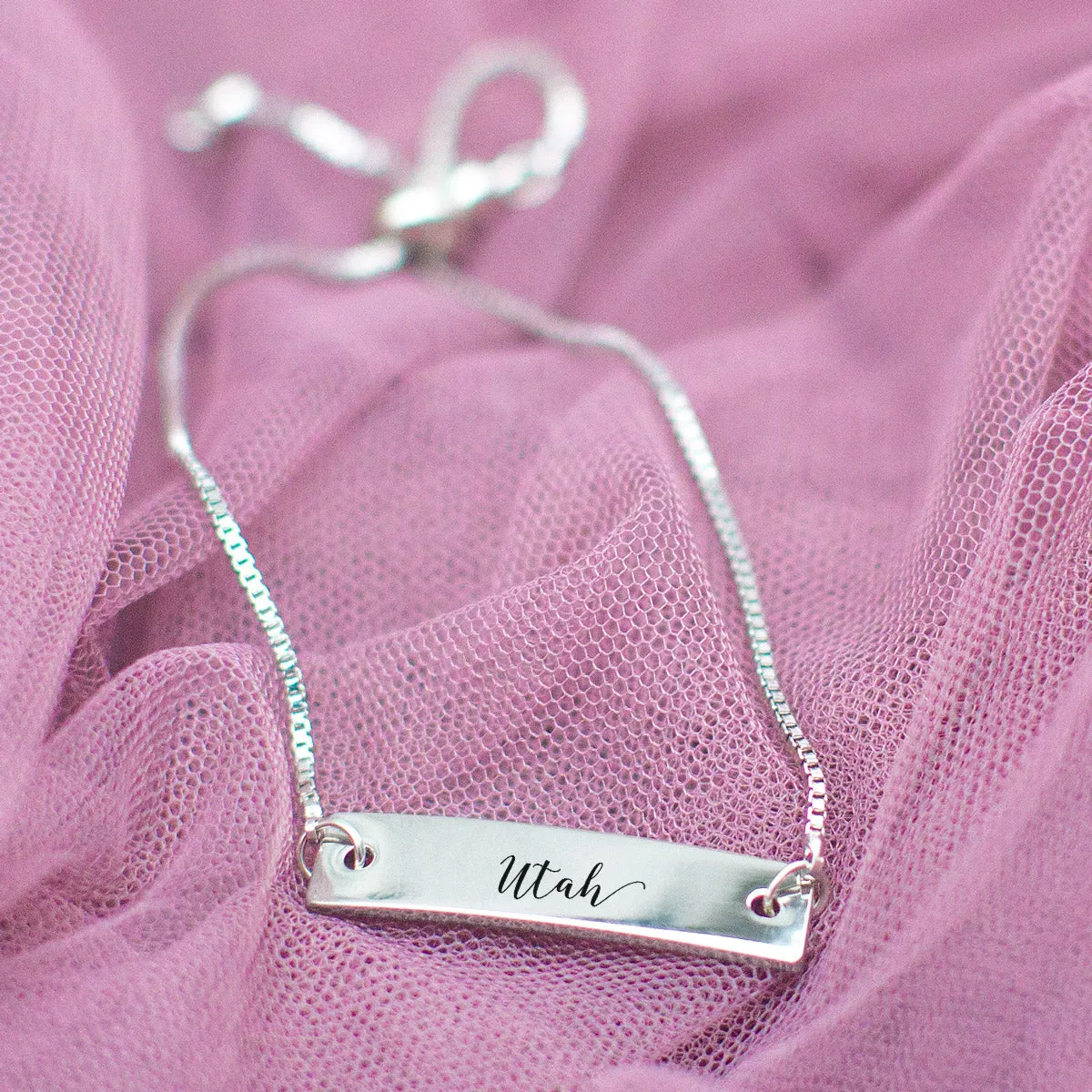 Silver Utah Adjustable Bar Bracelet