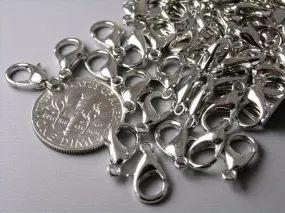 Small Sturdy Lobster Clasps, Platinum Tone Plated, 12mmx6mm - 10 pieces